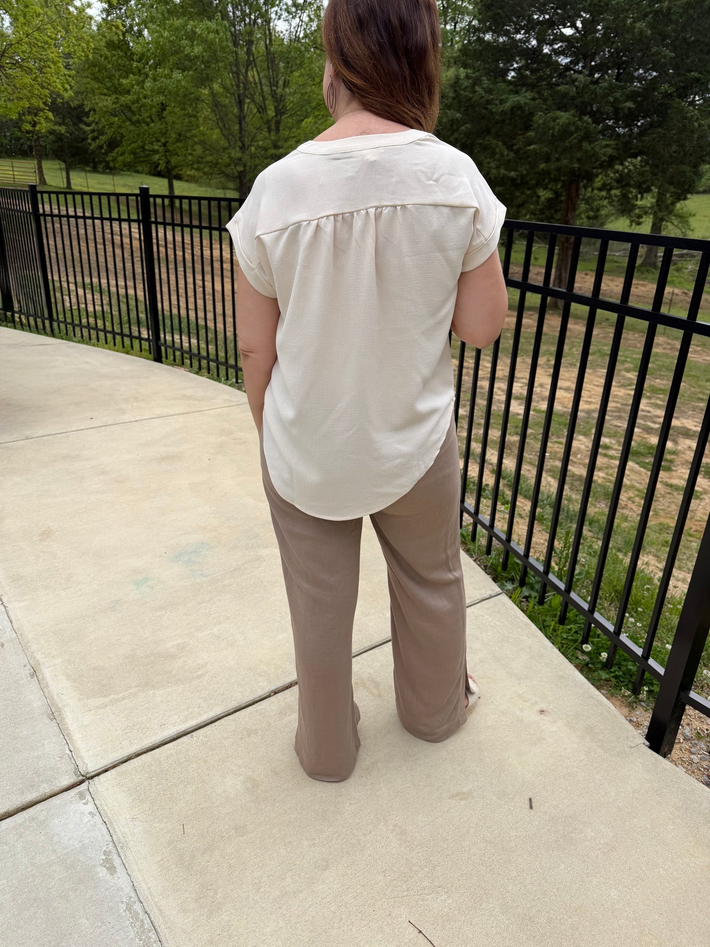 Effortless Grace Summer Top- Light Khaki
