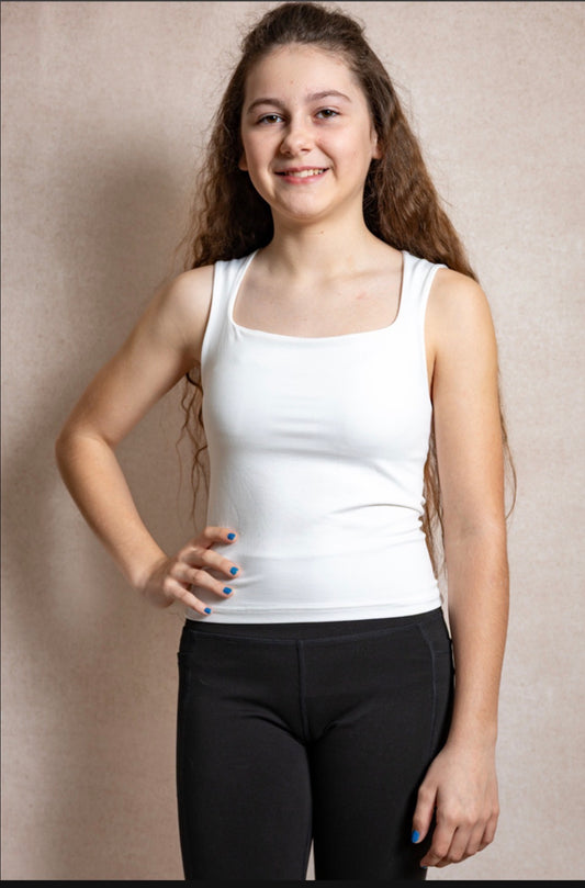 The Essential Square Neck Tank-White