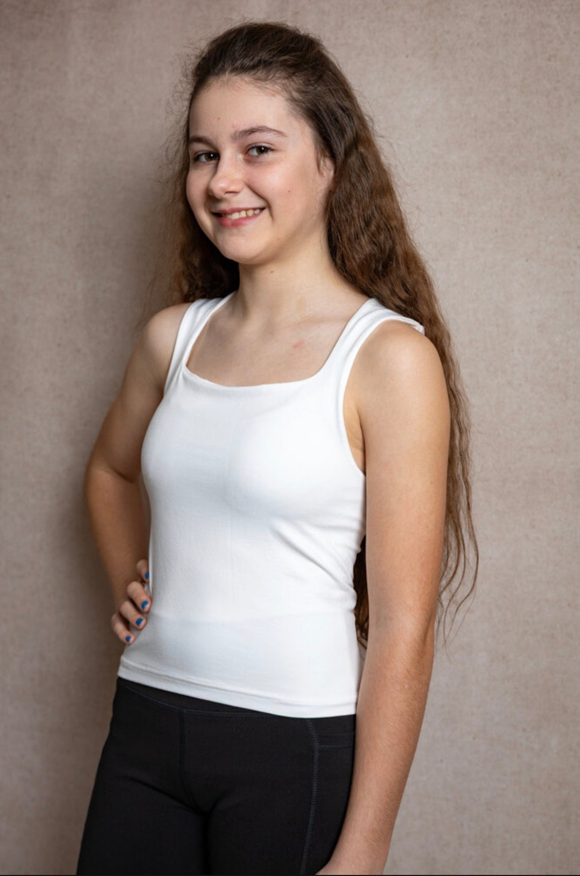 The Essential Square Neck Tank-White