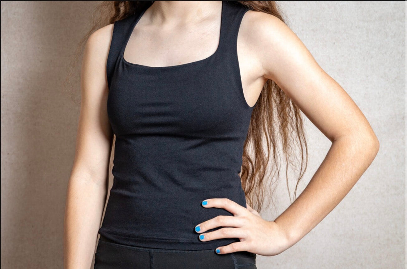 The Essential Square Neck Tank-Black