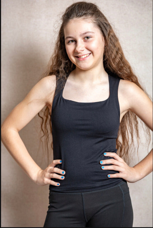 The Essential Square Neck Tank-Black