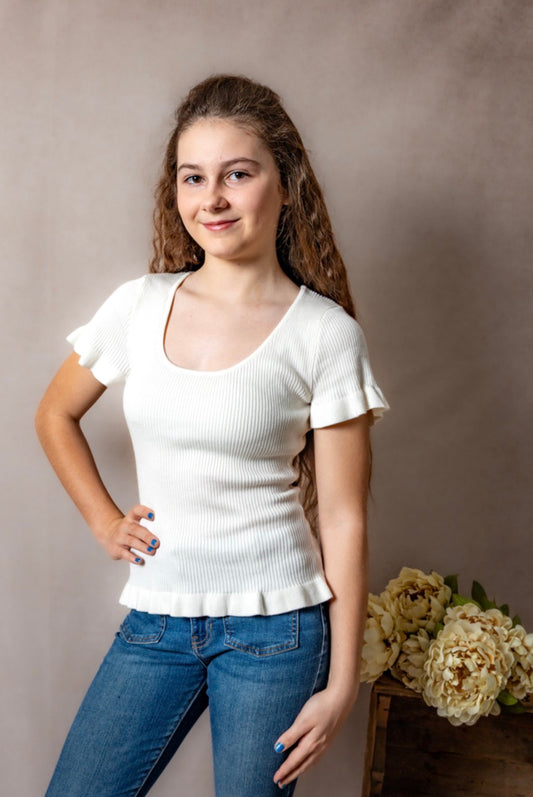 The Sweet Ruffle Tee-White