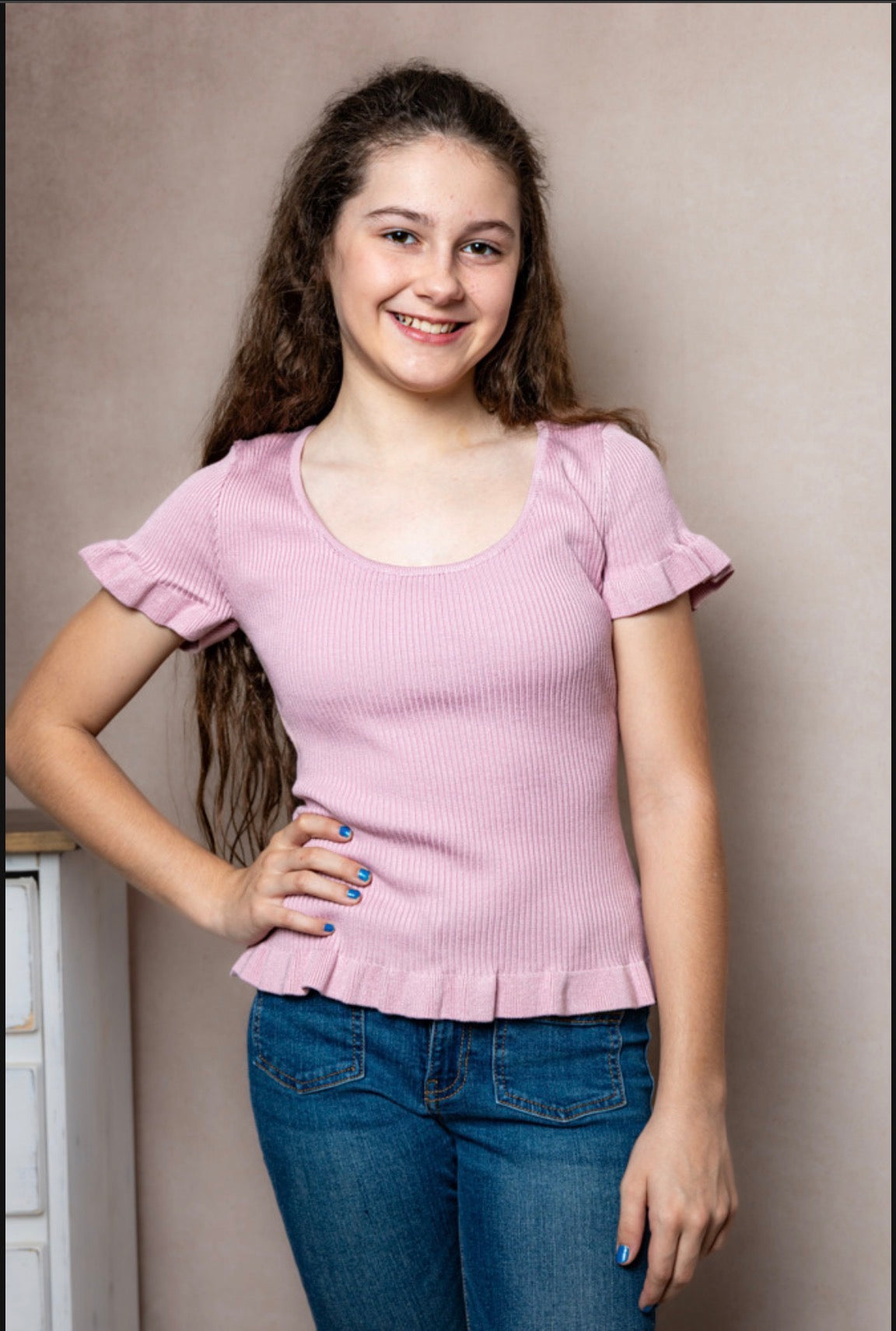 The Sweet Ruffle Tee- Pink