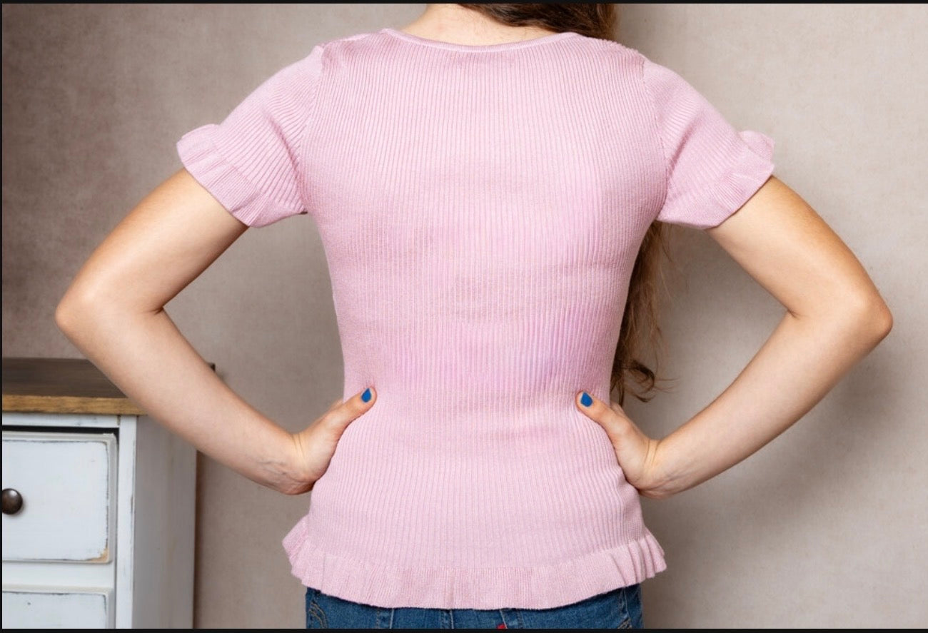 The Sweet Ruffle Tee- Pink