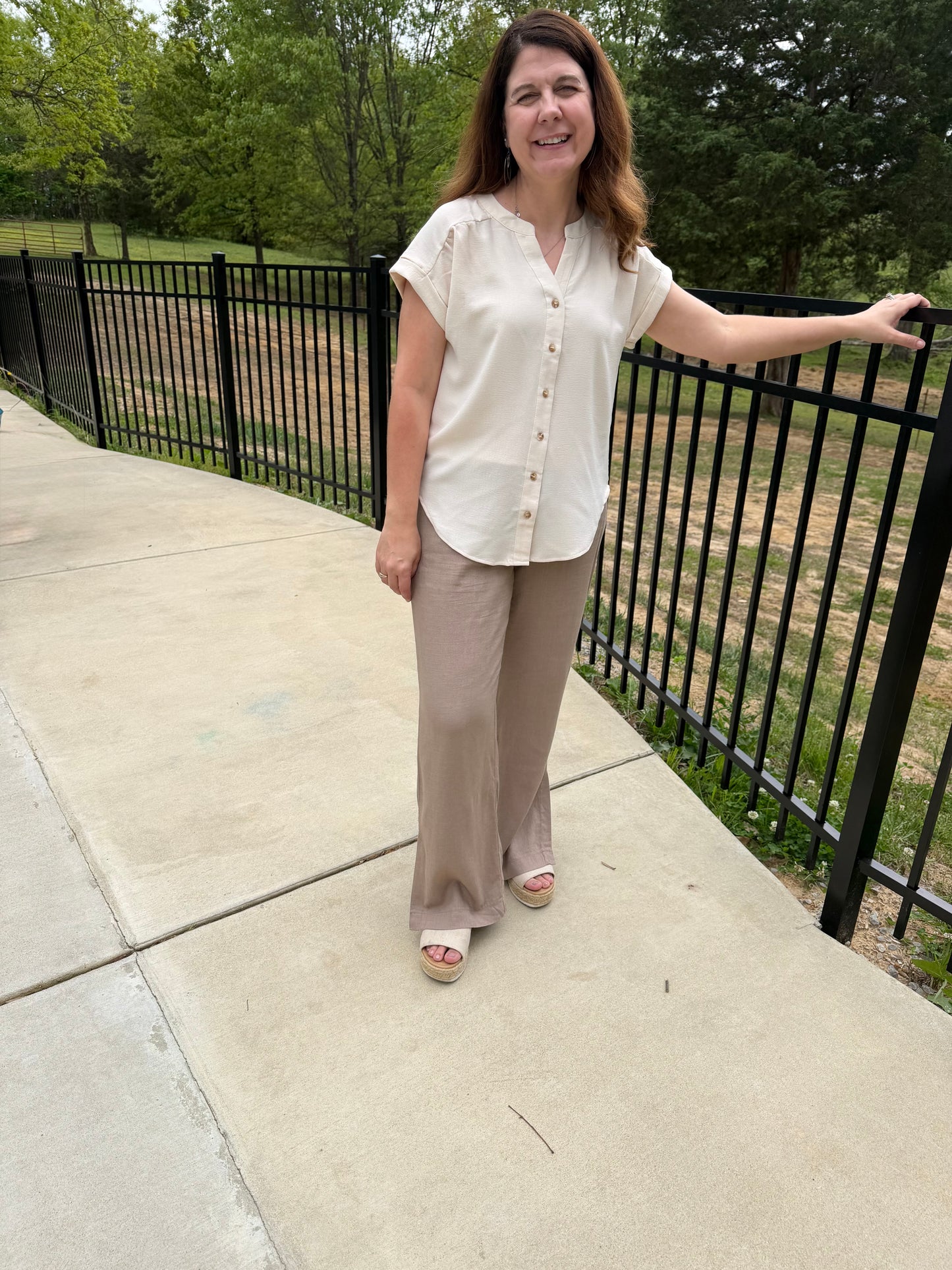 Effortless Grace Summer Top- Light Khaki