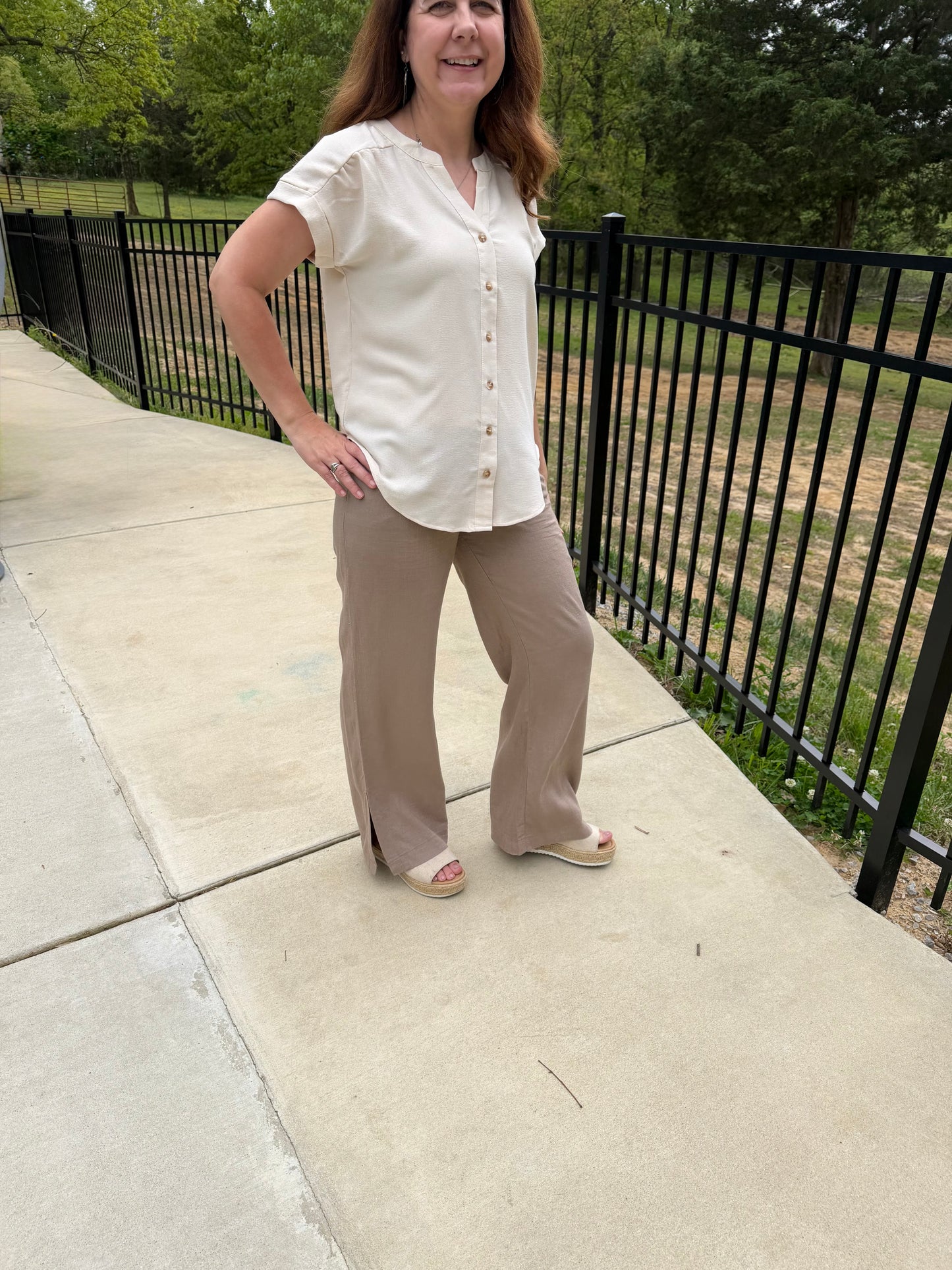 Effortless Grace Summer Top- Light Khaki