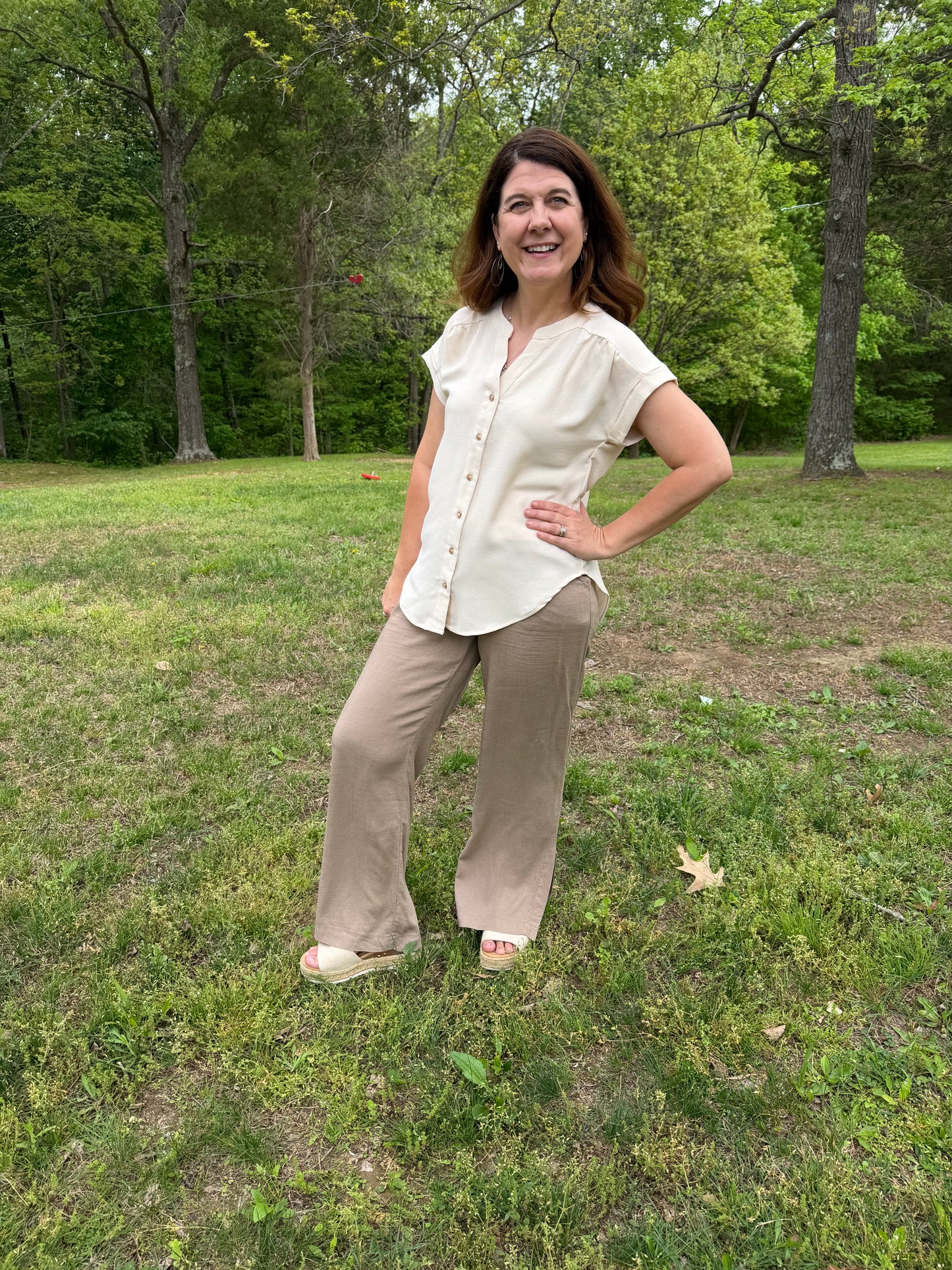Effortless Grace Summer Top- Light Khaki