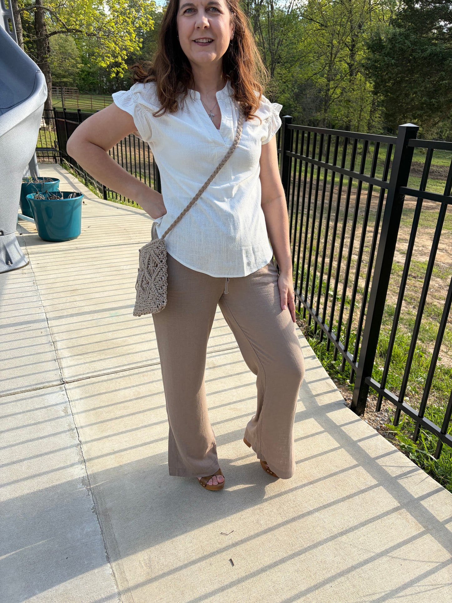 Coastal Breeze Split Hem Pants- Cocoa