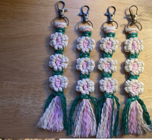 The Flower Key Chain- Pink, White, and Green